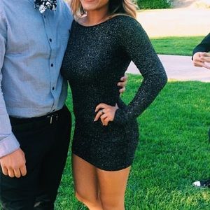 Sparkle open back mini dress